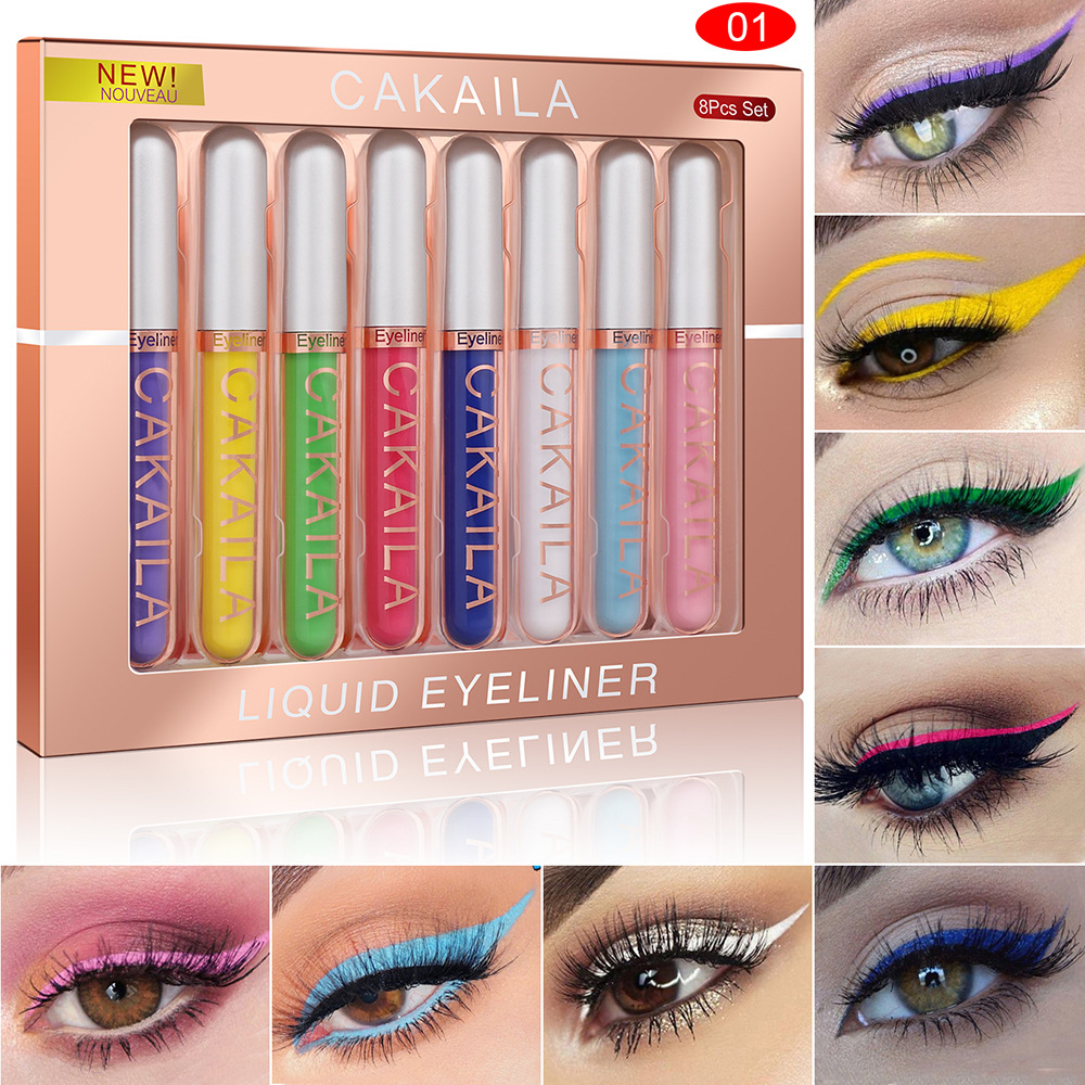Waterproof Liquid Eyeliner Pen - Набор из 8 цветов, водостойкая подводка
