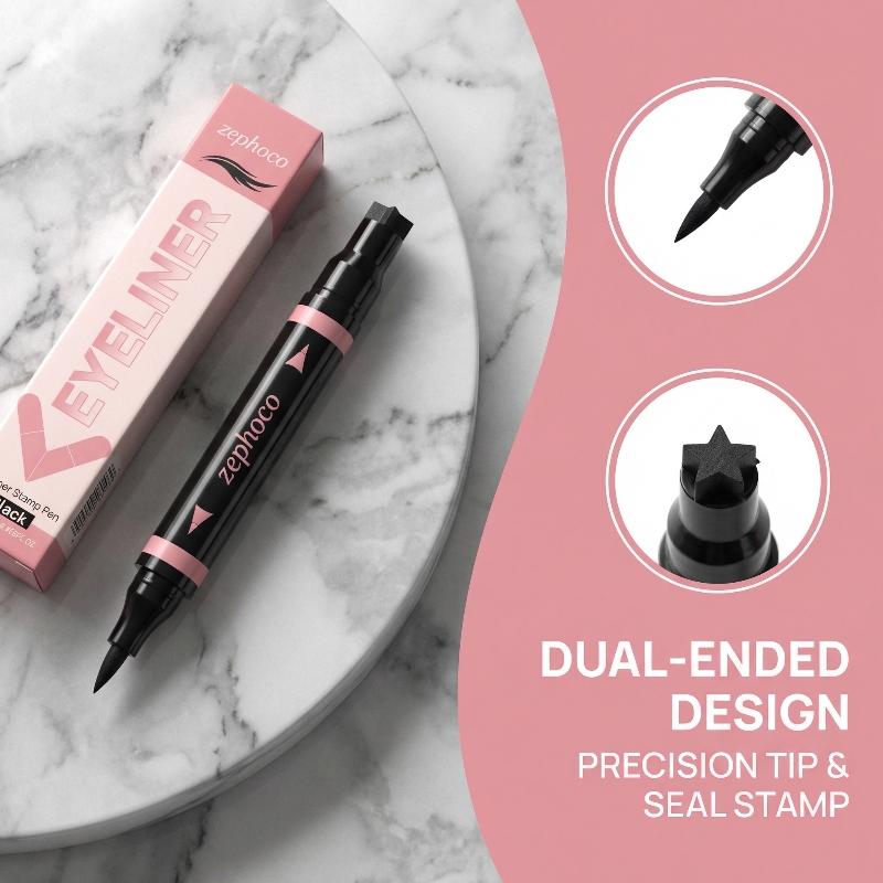 Waterproof Liquid Eyeliner Pen - Черно-коричневый интегрированный штамп-подводка для глаз: точный