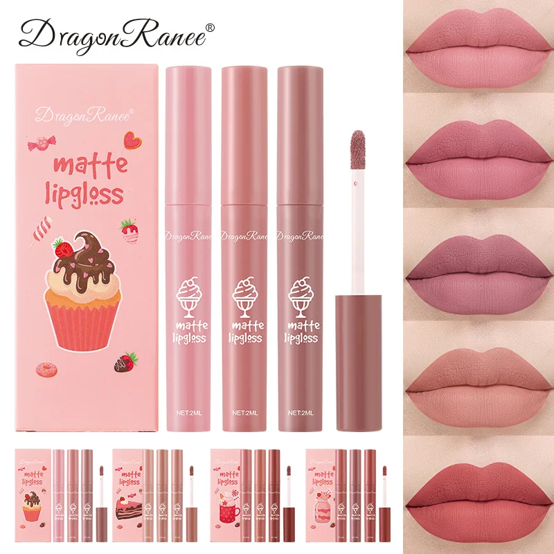 Matte Velvet Lip Tint Long Lasting - Набор из 3 матовых жидких помад-блесков