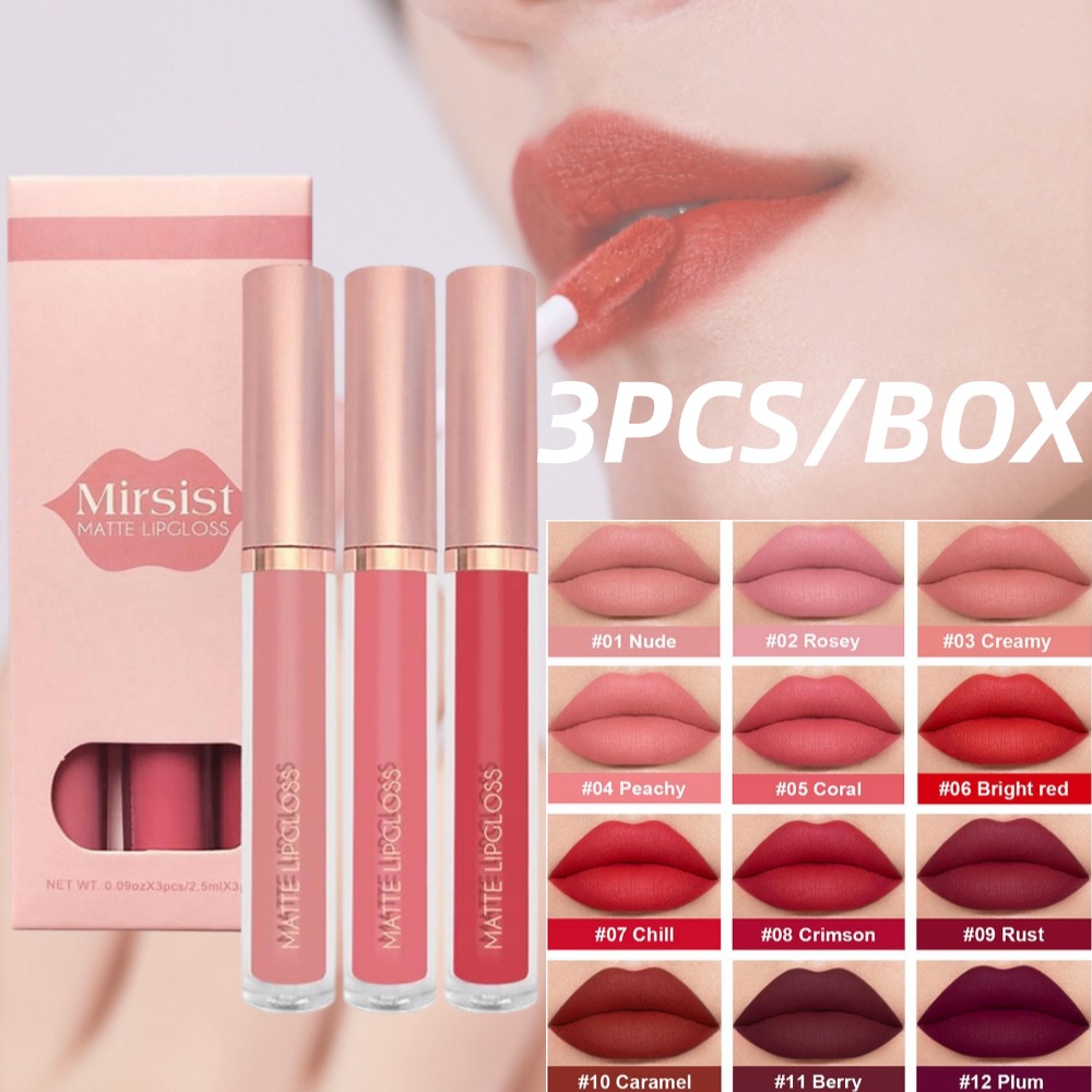 3 шт./компл. телесный блеск дл – обзор и цена Matte Velvet Lip Tint Long Lasting